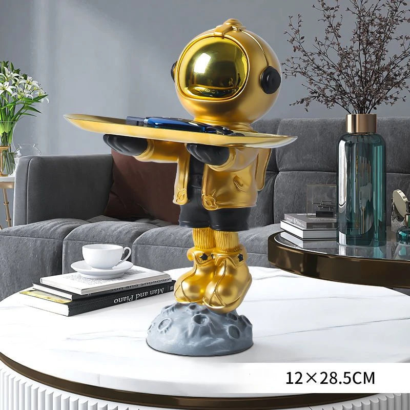 Astronaut Miniature Figurines Creative Tray Modern Art Ornaments Luxury Storage Accessories Aesthetic Sculptures Living Room